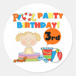 Sticker Rond Pool Party 3e anniversaire T-shirts et cadeaux