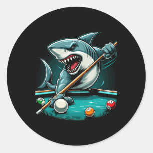 Sticker Rond Pool Shark Funny Pool Player Billard Billard 8-