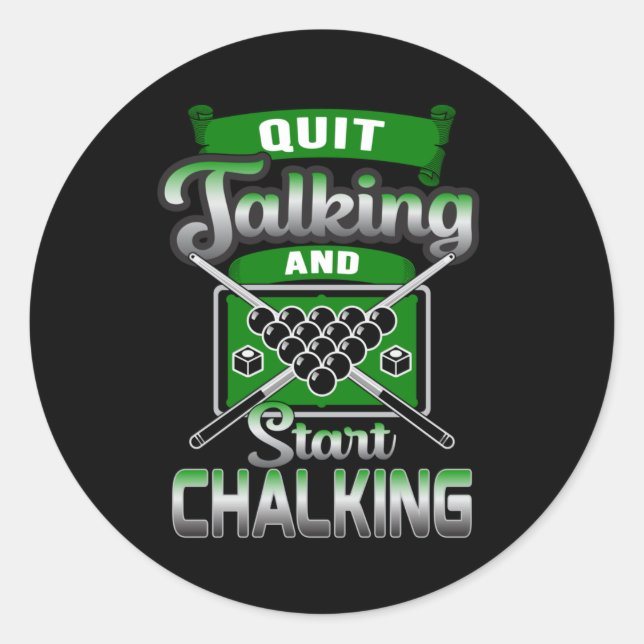 Sticker Rond Pool Snooker Billard 8 Ball Billiards Drôle Cadeau (Devant)