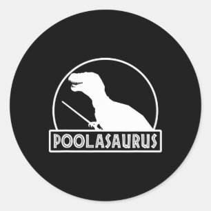 Sticker Rond Poolasaurus joueur de billard dinosaure Snooker hu