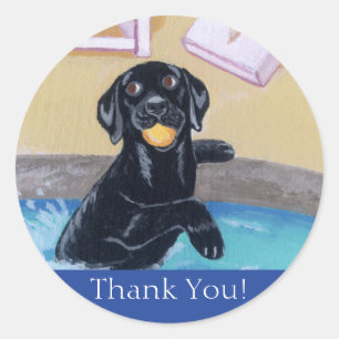 Sticker Rond Poolside Party labradors peinture