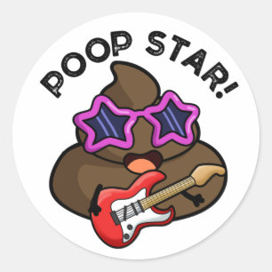 Sticker Rond Poop Star Funny Pop Star Pun