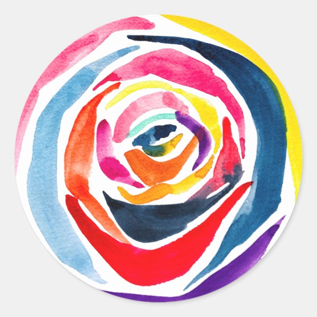 Sticker Rond Pop aquarelle rose Abstrait (Devant)