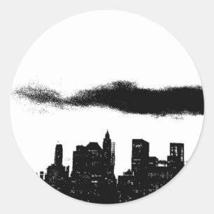 Sticker Rond Pop Art Black White New York City