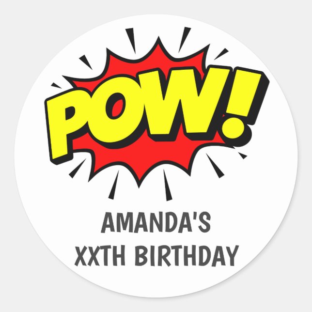 Sticker Rond Pop Art Comic Fête d'anniversaire (Devant)