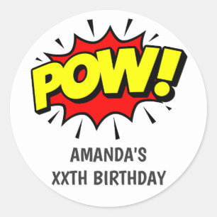Sticker Rond Pop Art Comic Fête d'anniversaire