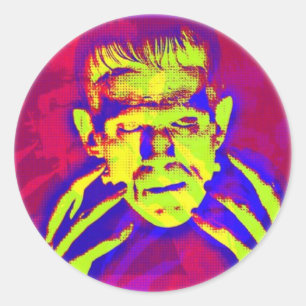 Sticker Rond Pop Art Frankenstein