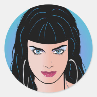 Sticker Rond Pop Art Girl - Alicia