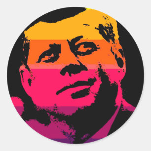 Sticker Rond Pop Art Jack JFK John F. Kennedy