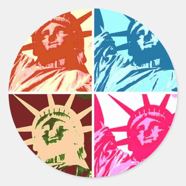 Sticker Rond Pop Art Lady Liberty New York City (Devant)
