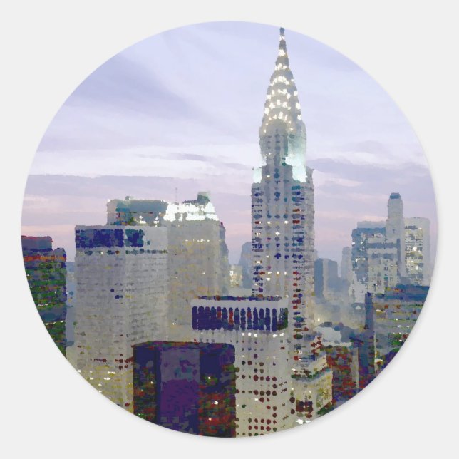 Sticker Rond Pop Art Oil Paint Effet New York (Devant)