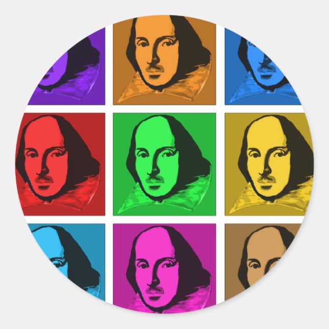 Sticker Rond Pop Art Shakespeare (Devant)