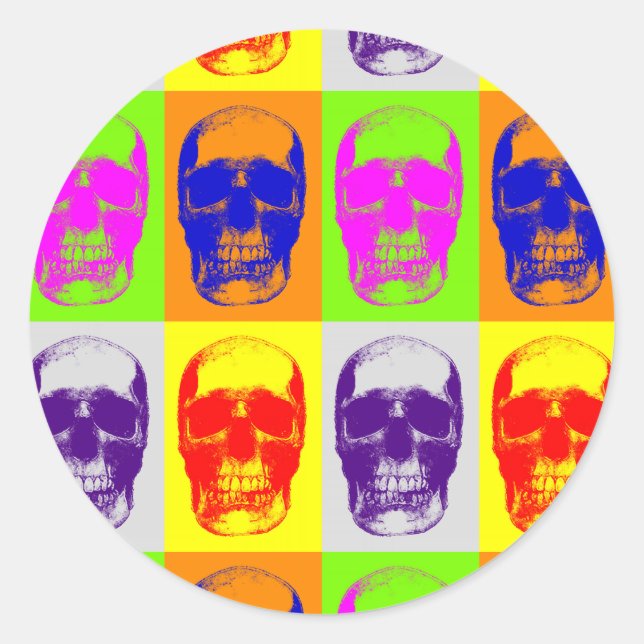 Sticker Rond Pop Art Skull (Devant)
