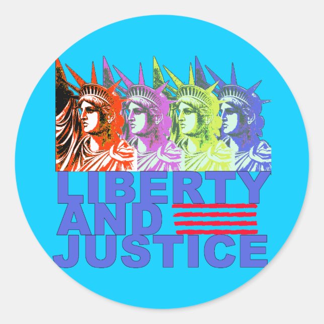 Sticker Rond Pop Art Statue des produits Liberty (Devant)