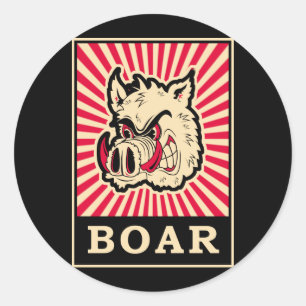 Sticker Rond Pop Art Wild Boar