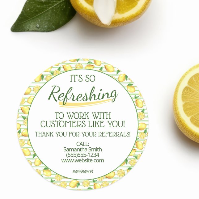 Sticker Rond Pop de citron d'été (Personalized lemon themed real estate pop by sticker)