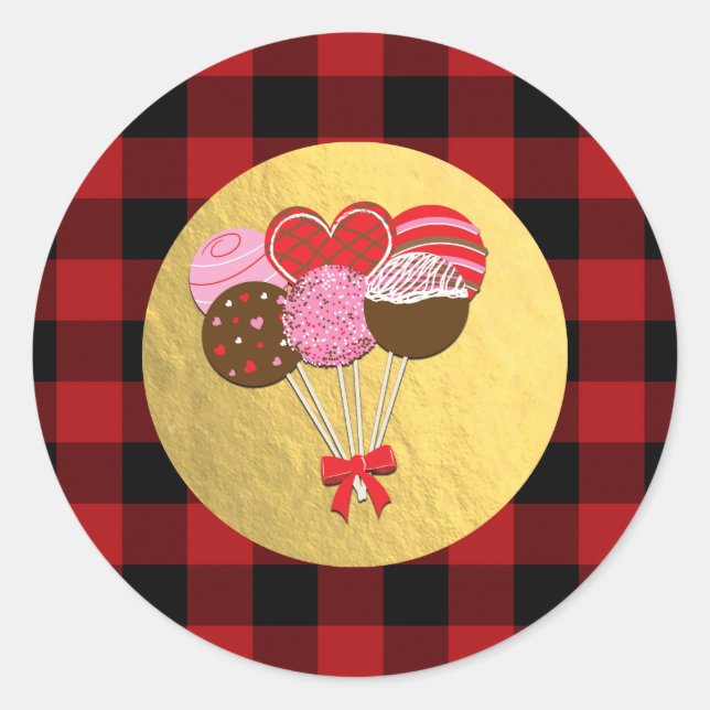 Sticker Rond Pop de gâteau Valentine Pop Pâtes de Buffle Rouge  (Devant)