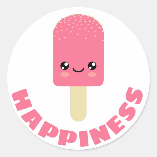 Sticker Rond Pop de glace crumée aux fraises roses (Devant)