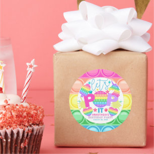 Sticker Rond Pop It Girl Anniversaire Personnalisé