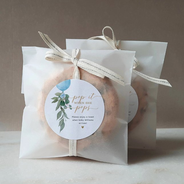 Sticker Rond Pop It When She Pop Balloon  Baby shower (Créateur téléchargé)