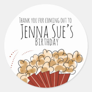 Sticker Rond Popcorn Doodle Movie Extérieur Fête Anniversaire