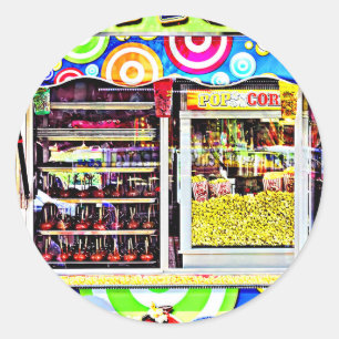 Sticker Rond Popcorn et pommes au caramel