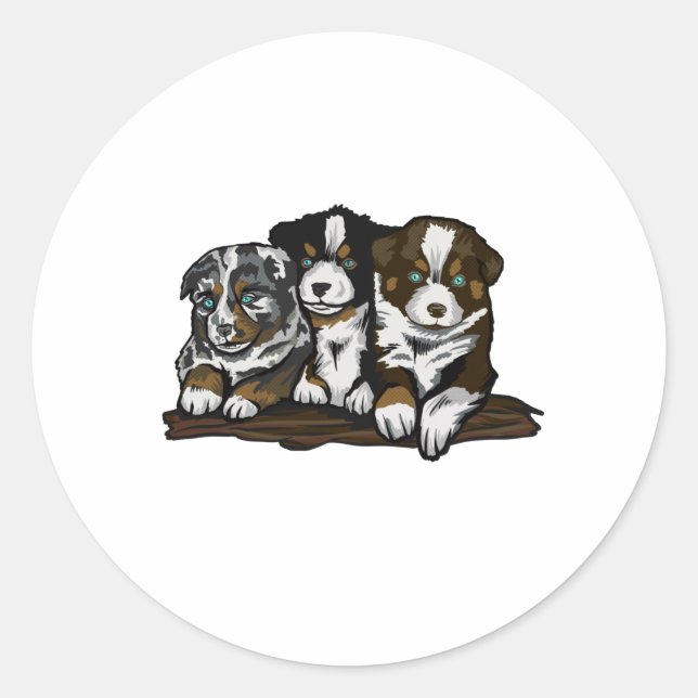 STICKER ROND POPIES DE SHEPHERD AUSTRALIEN (Devant)