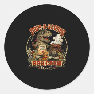 Sticker Rond Pops un saurus équipe BBQ drôle dinosaure papa bla
