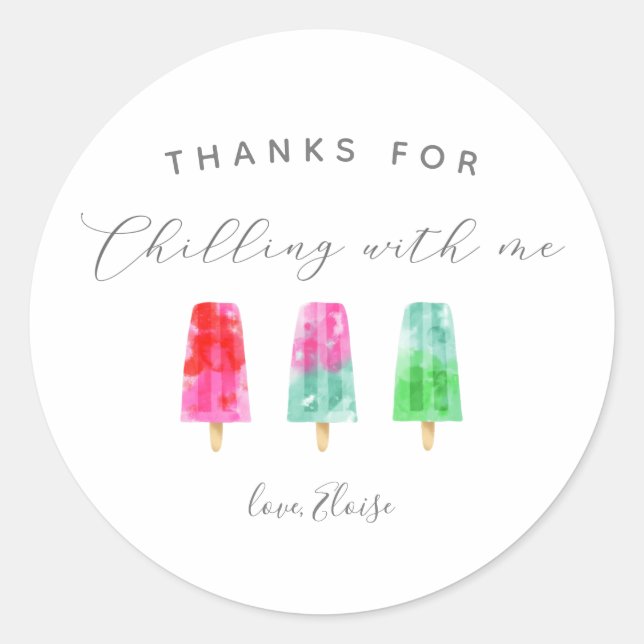 Sticker Rond Popsicle Anniversaire Fête Favoriser (Devant)