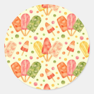 Sticker Rond Popsicles colorés d'aquarelle