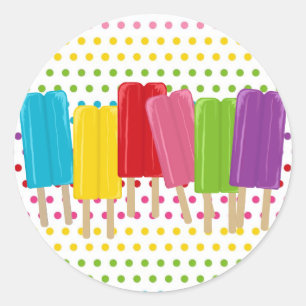 Sticker Rond Popsicles et Pois