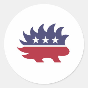 Sticker Rond Porc-épic libertarien - -