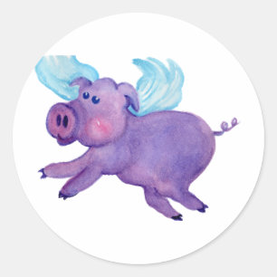 Sticker Rond Porc pourpre de vol