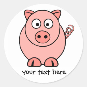Sticker Rond Porc rose