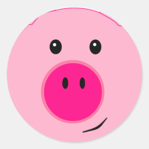 Sticker Rond Porc rose mignon