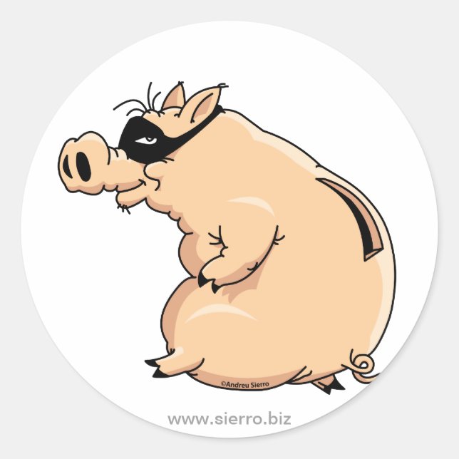 Sticker Rond Porc Voleur (Devant)