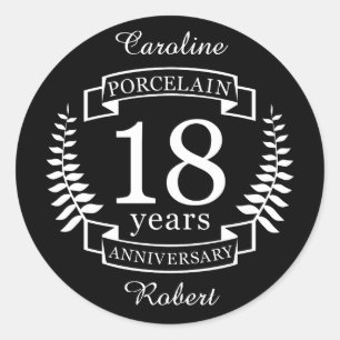 Sticker Rond Porcelaine traditionnelle mariage anniversaire 18 