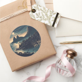 Sticker Rond Port au clair de lune