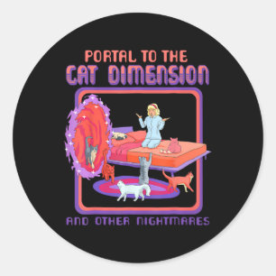 Sticker Rond Portail À La Dimension Chat Drôle Chat Chat Chaton