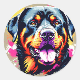 Sticker Rond Portait Dog Rottweiler