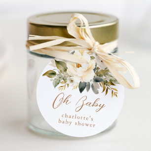 Sticker Rond Porte-bébé vintage Baby shower neutre