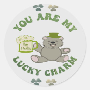 Sticker Rond Porte-bonheur ours