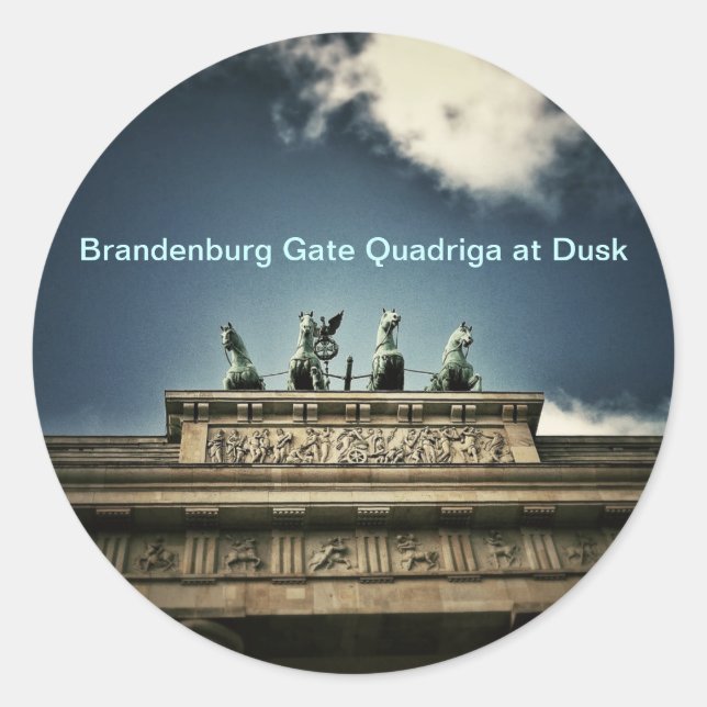 Sticker Rond Porte de Brandebourg Quadriga Vue à Berlin, Allema (Devant)