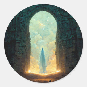 Sticker Rond Porte des Dieux Imaginaire Sci-Fi Art