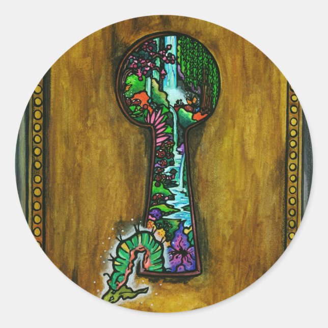 Sticker Rond "Porte du Rêveur" Imaginaire papillon (Devant)