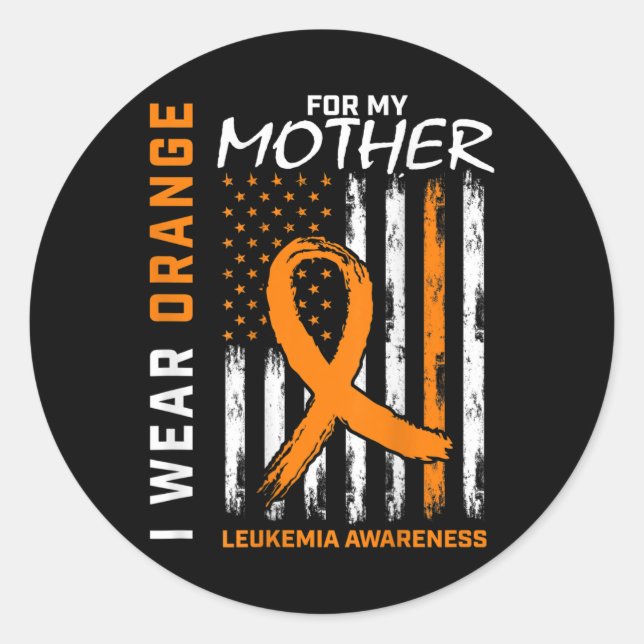 Sticker Rond Porter Orange pour ma mère Leucémie Sensibilisatio (Devant)