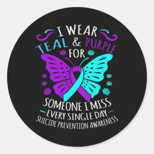 Sticker Rond Porter Turquoise Et Violet Joyeux Suicide Sensibil