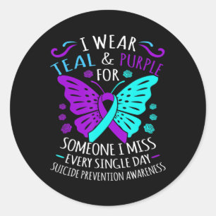 Sticker Rond Porter Turquoise Et Violet Joyeux Suicide Sensibil