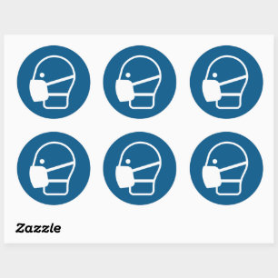 Sticker Rond Porter un masque