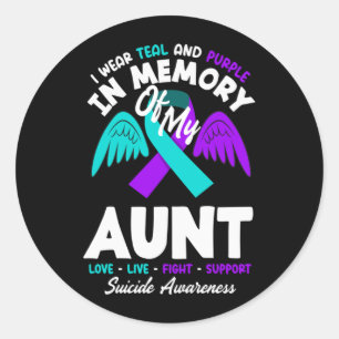 Sticker Rond Portez du sarcelle et du violet en mémoire de la t